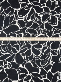 Matte Black/Beige 100% Linen Large Abstract Floral Print Shirt Weight Woven 52W