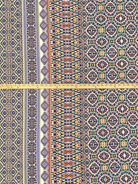 Imperial Purple/Coral/Black/Multi Polyester/Lycra Double Border Southwest Print ITY Knit 58W