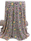 Imperial Purple/Coral/Black/Multi Polyester/Lycra Double Border Southwest Print ITY Knit 58W