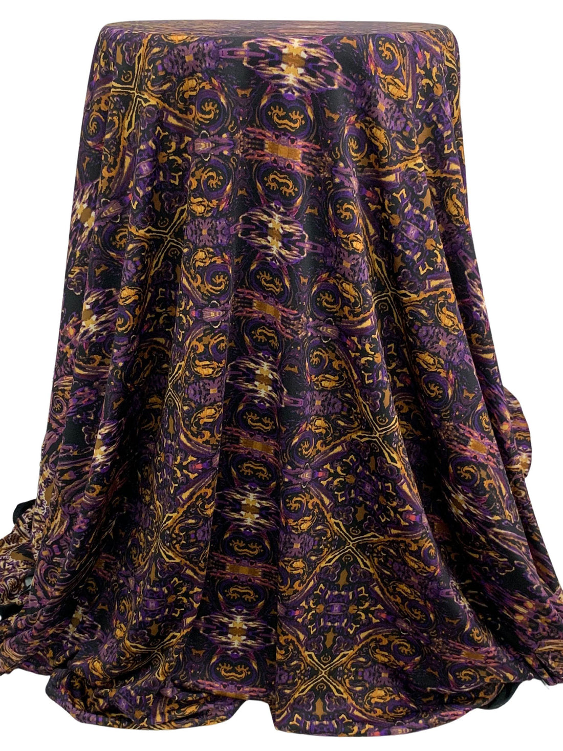Harvest Gold/Concord Grape/Black/Multi Polyester/Lycra Large Double Border Abstract Ornate Print DTY Knit 50W