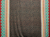 Black/Garnet/White/Multi Polyester/Lycra Stylized Double Border Floral Print DTY Knit 60W