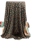 Black/Garnet/White/Multi Polyester/Lycra Stylized Double Border Floral Print DTY Knit 60W