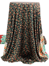 Black/Garnet/White/Multi Polyester/Lycra Stylized Double Border Floral Print DTY Knit 60W