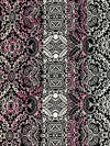 White/Black/Keepsake Rose Polyester/Lycra Double Border Abstract Ornate Print DTY Knit 60W