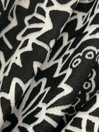 White/Black/Keepsake Rose Polyester/Lycra Double Border Abstract Ornate Print DTY Knit 60W