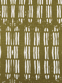 Medium Olive/Warm White 100% Linen Abstract Print Midweight Woven 52W