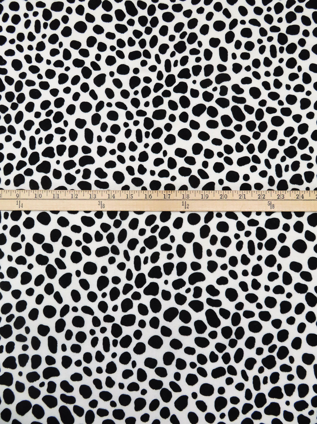 Off-White/Black Rayon/Lycra Animal Spot Print Jersey Knit 54W