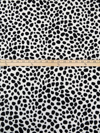 Off-White/Black Rayon/Lycra Animal Spot Print Jersey Knit 54W