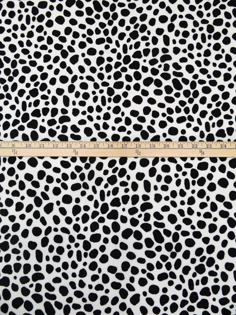 Off-White/Black Rayon/Lycra Animal Spot Print Jersey Knit 54W