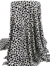 Off-White/Black Rayon/Lycra Animal Spot Print Jersey Knit 54W