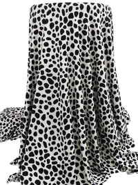Off-White/Black Rayon/Lycra Animal Spot Print Jersey Knit 54W