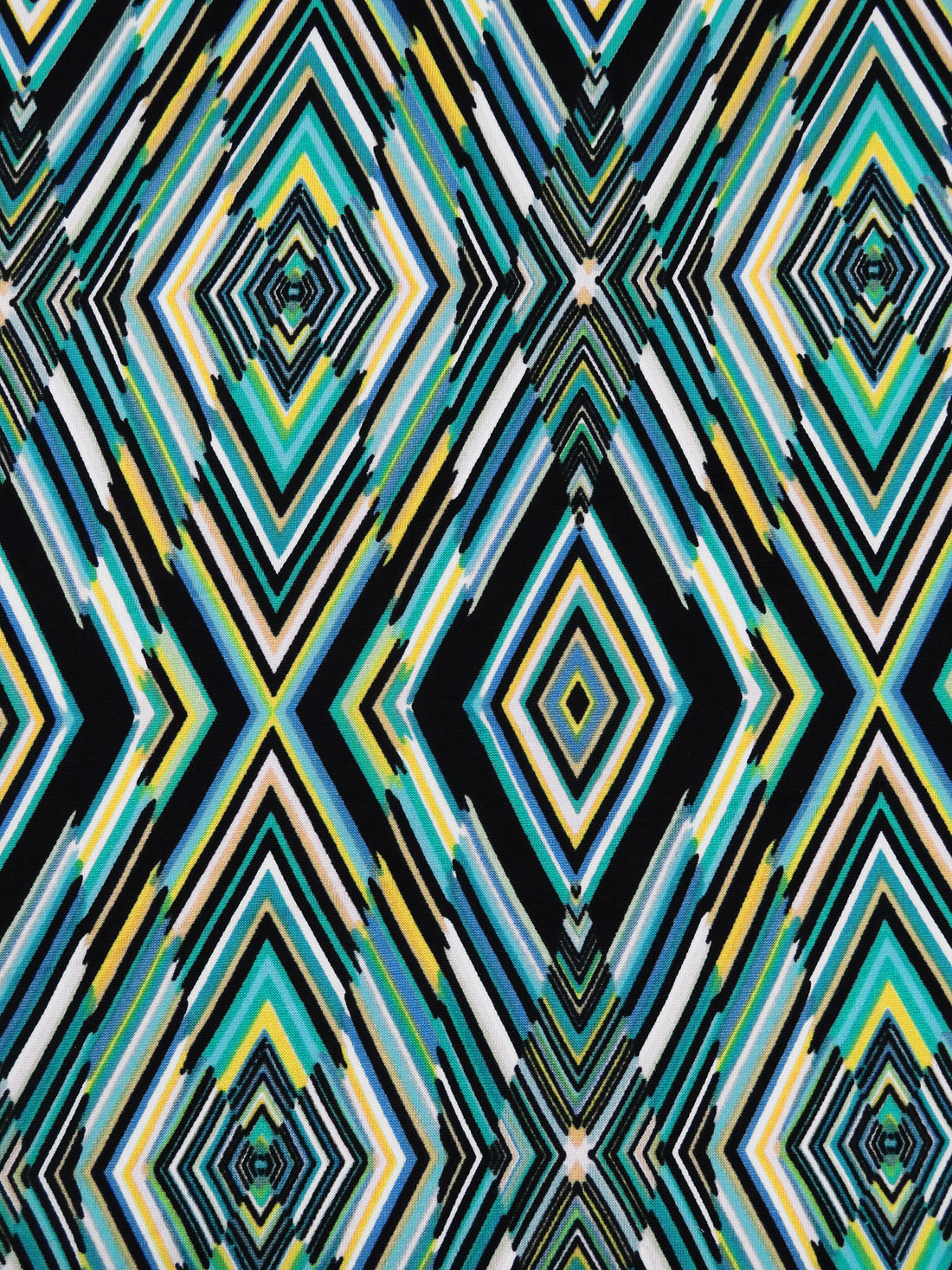 Black/Turquoise/Lemon/Multi Polyester/Lycra Abstract Diamond Print DTY Knit 62W
