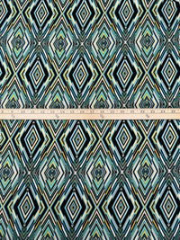 Black/Turquoise/Lemon/Multi Polyester/Lycra Abstract Diamond Print DTY Knit 62W