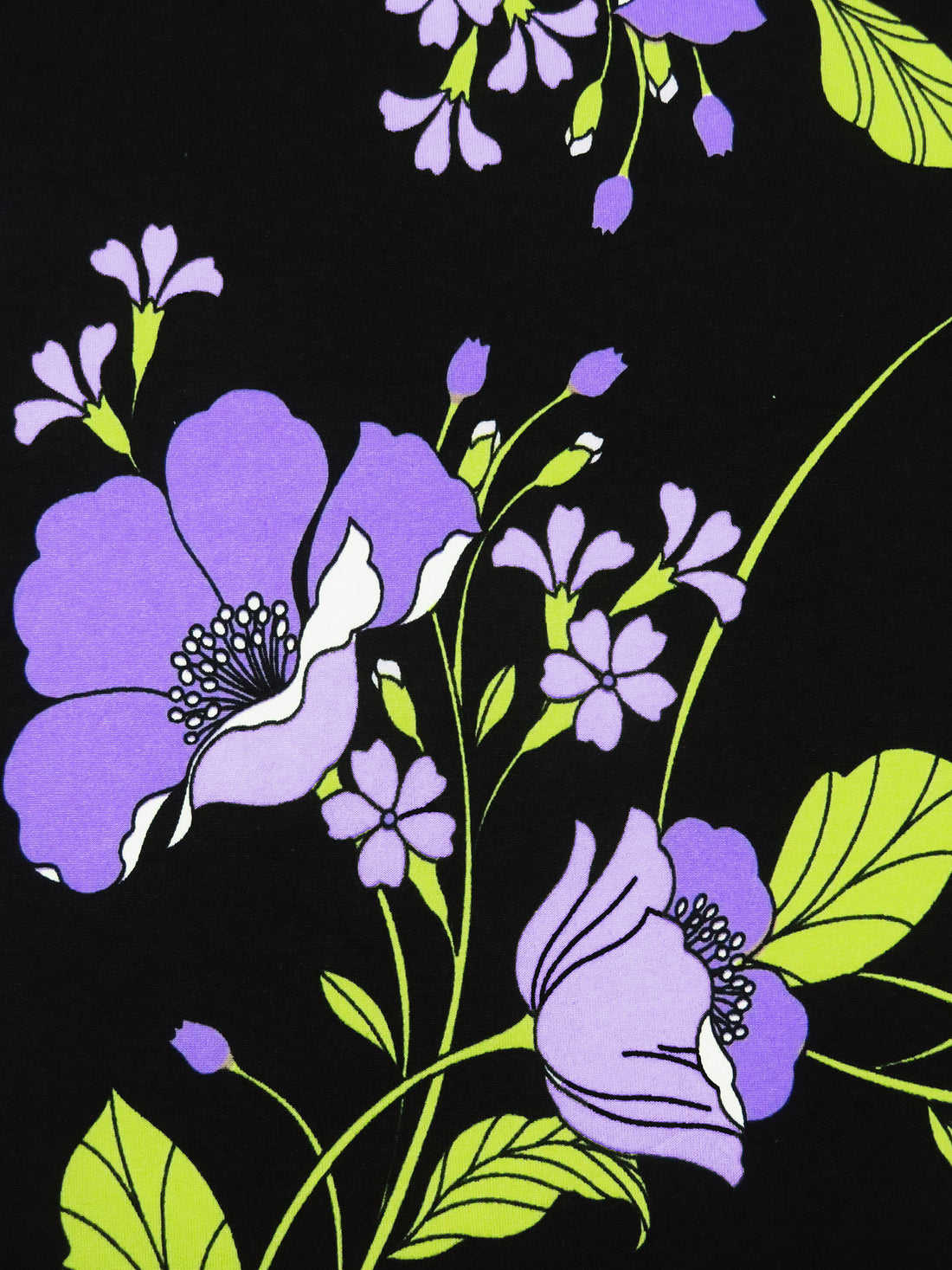 Medium Purple/Pear/Black/Multi Polyester/Lycra Floral Print DTY Knit 57W