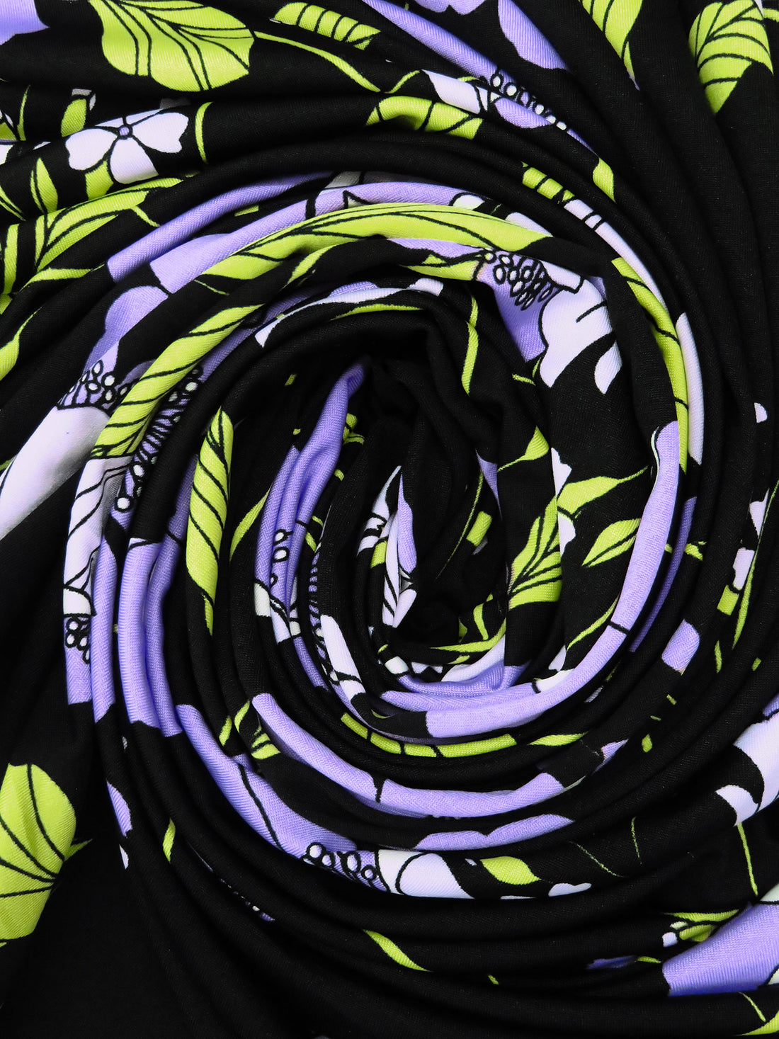 Medium Purple/Pear/Black/Multi Polyester/Lycra Floral Print DTY Knit 57W