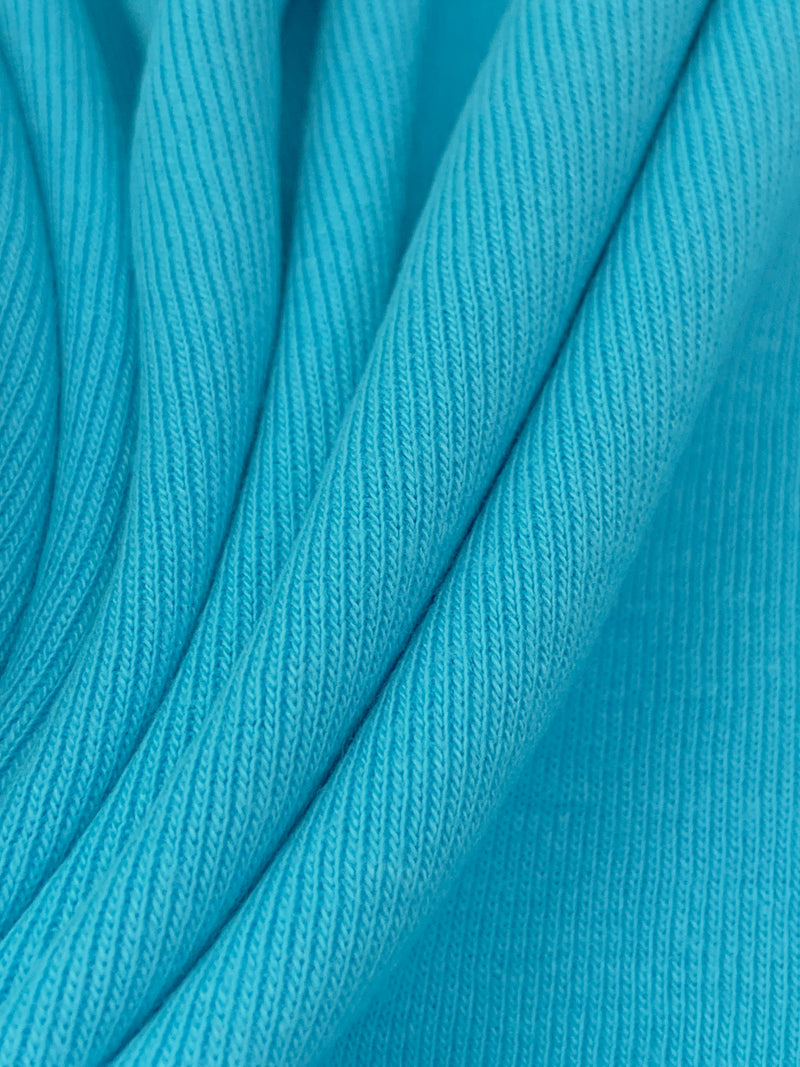 Moonstone Blue Cotton/Polyester Tubular Fine Rib Knit 32W