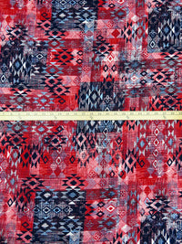 Firebrick Red/Midnight Navy/White/Multi Polyester/Lycra Patchwork Tribal Print DTY Knit 62W