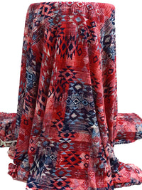 Firebrick Red/Midnight Navy/White/Multi Polyester/Lycra Patchwork Tribal Print DTY Knit 62W