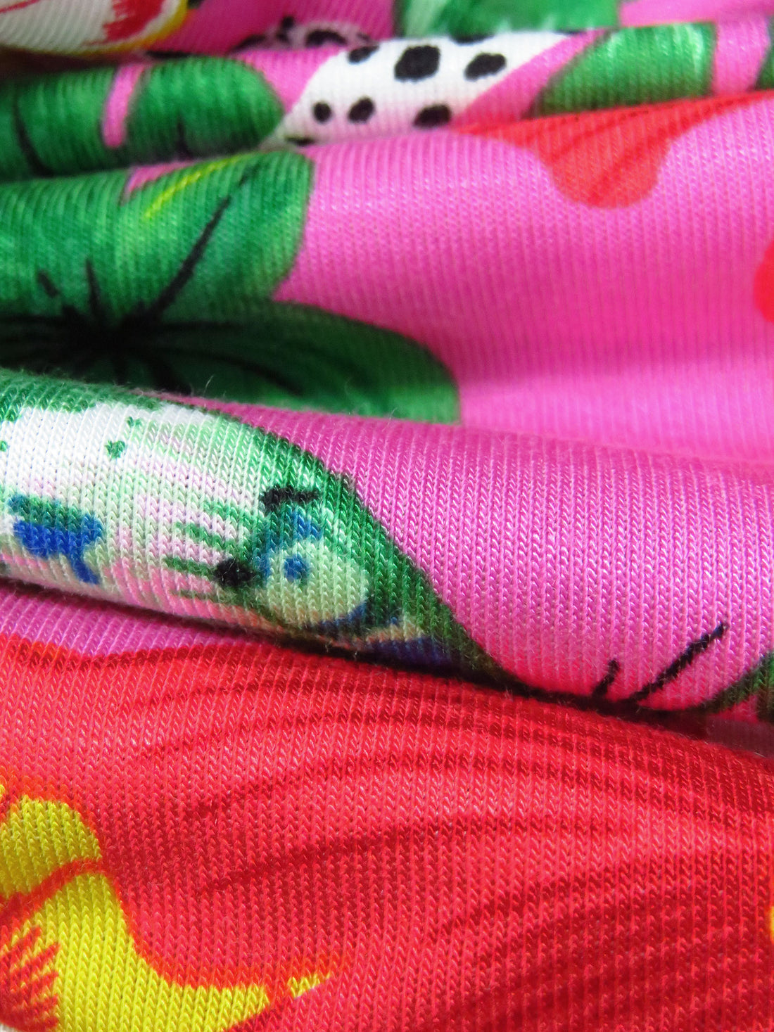 Hot Pink/Forest Green/White/Multi Rayon/Lycra Tropical Jungle Print Jersey Knit 68W