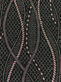 Black/Rose Gold Acetate/Lycra Stylized Vertical Glitter Cord Design Slinky Knit - NY Designer - 54W