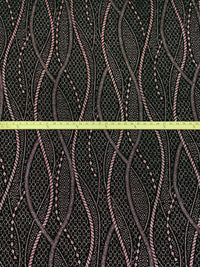 Black/Rose Gold Acetate/Lycra Stylized Vertical Glitter Cord Design Slinky Knit - NY Designer - 54W