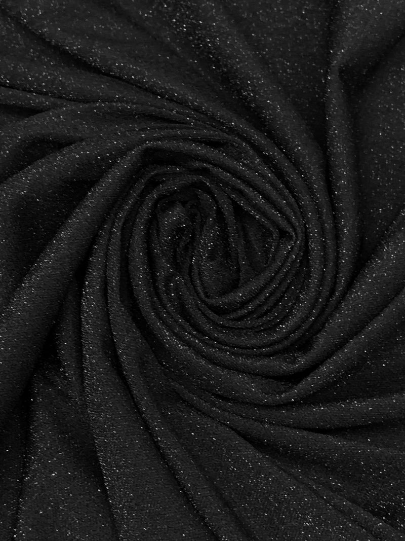 Black Polyester/Metallic/Lycra Foil Shimmer Terry-Like Knit - NY Designer - 60W
