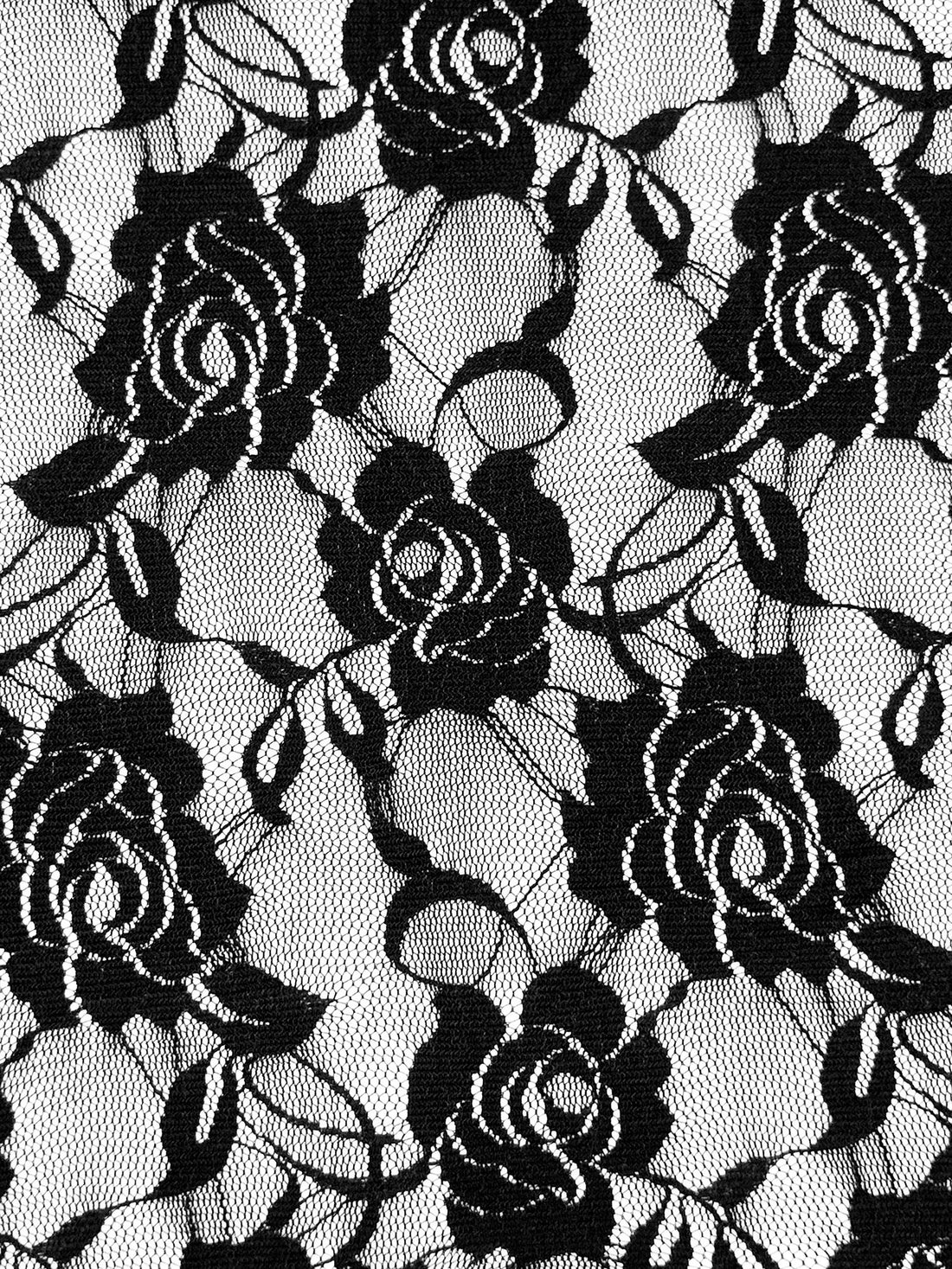 Black Polyester/Lycra Floral Stretch Lace - NY Designer - 54W