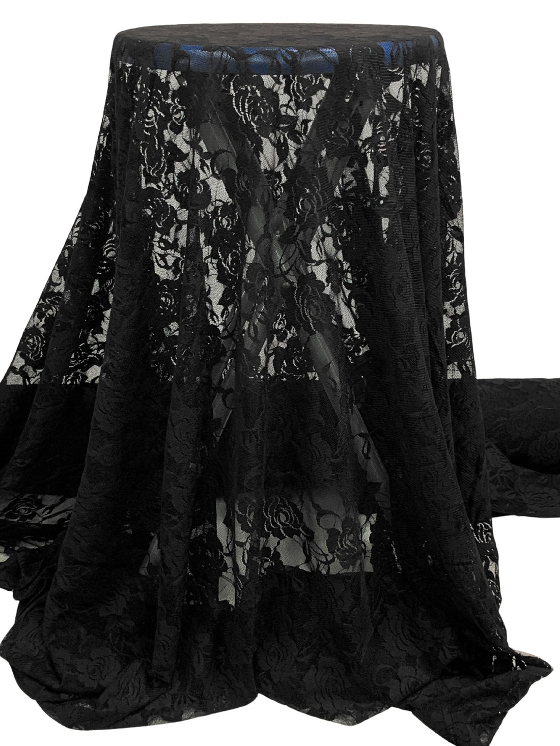 Black Polyester/Lycra Floral Stretch Lace - NY Designer - 54W