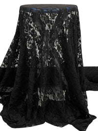 Black Polyester/Lycra Floral Stretch Lace - NY Designer - 54W