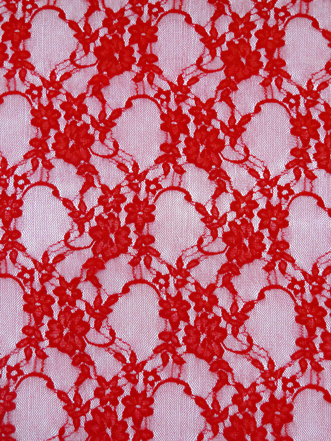 Rich Red Polyester/Lycra Floral Weave Stretch Lace 60W