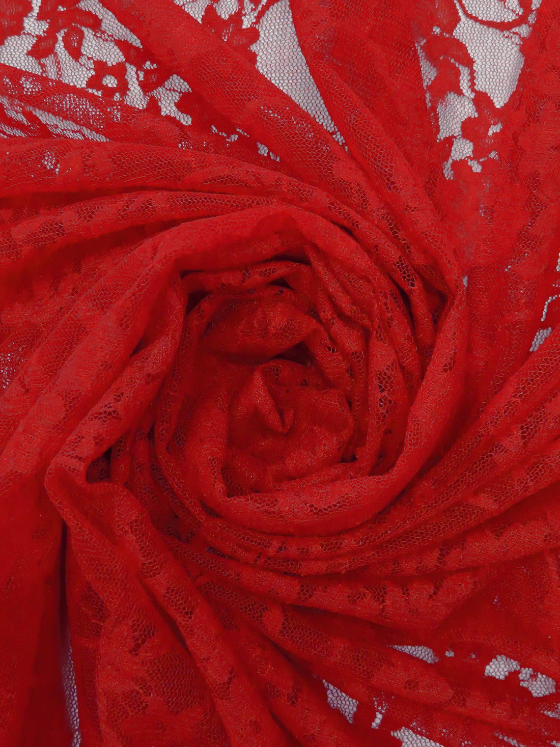 Rich Red Polyester/Lycra Floral Weave Stretch Lace 60W