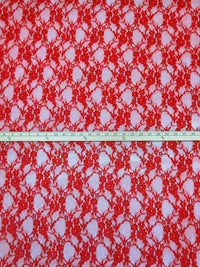 Rich Red Polyester/Lycra Floral Weave Stretch Lace 60W