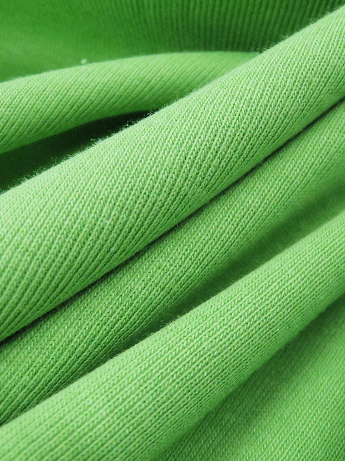 Mantis Green Cotton/Polyester Tubular Fine Rib Knit 32W