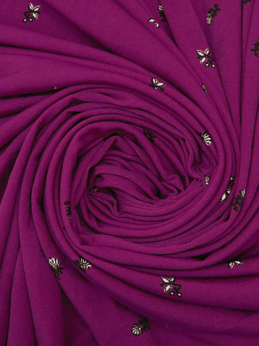 French Plum/White/Black Polyester/Lycra Small Floral ITY Knit - NY Designer - 58W