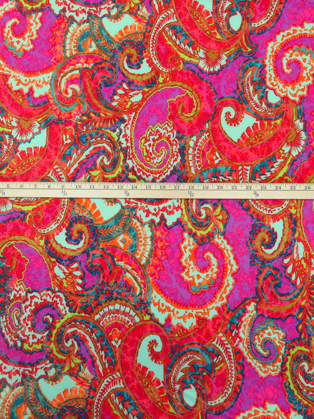 Fuchsia/Orange/Aqua/Multi Polyester/Lycra Crazy Ornate Spiral Print ITY Knit - NY Designer - 58W