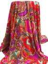 Fuchsia/Orange/Aqua/Multi Polyester/Lycra Crazy Ornate Spiral Print ITY Knit - NY Designer - 58W