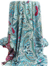 Sky Blue/White/Army Green/Multi Polyester/Lycra Single Border Ornate Print ITY Knit - NY Designer - 56W