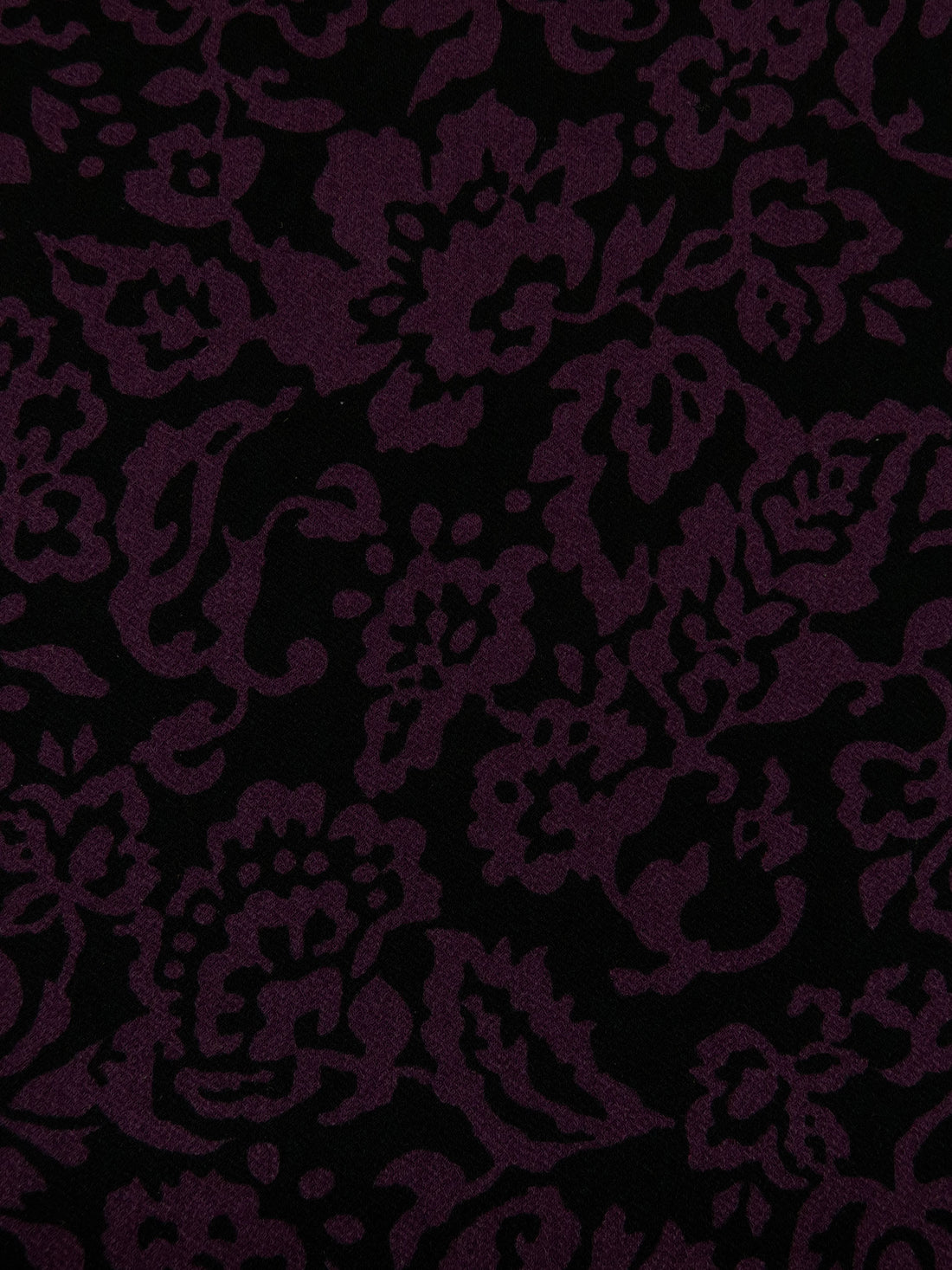 Black/Dark Magenta Purple Polyester/Lycra Folk Floral Print Crepe ITY Knit - NY Designer - 56W