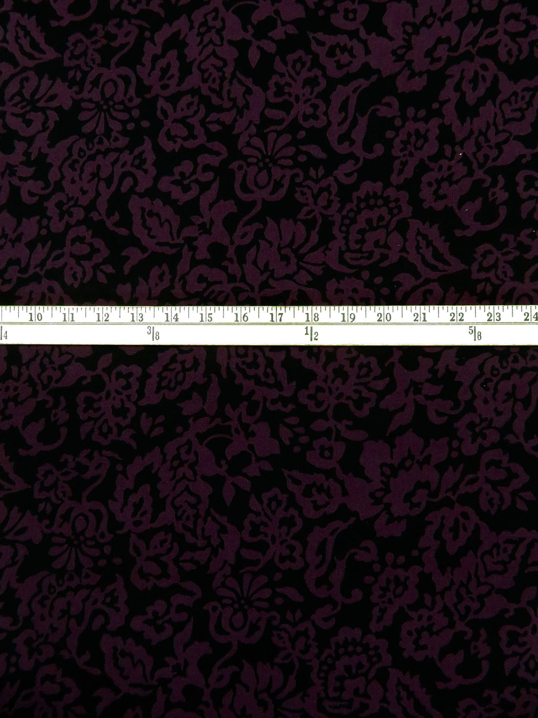 Black/Dark Magenta Purple Polyester/Lycra Folk Floral Print Crepe ITY Knit - NY Designer - 56W