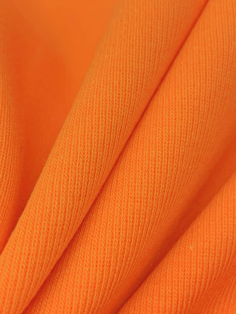 Cadmium Orange Cotton/Polyester Tubular Fine Rib Knit 35W