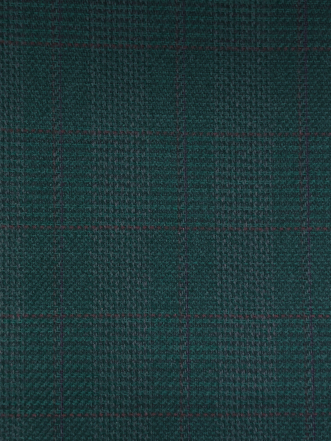 Teal/Colonial Blue/Olive Brown/Gray Silk/Worsted Wool Novelty Plaid Weave Suiting 58W