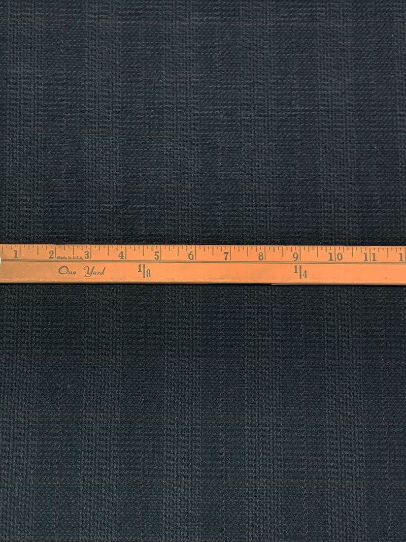 Teal/Colonial Blue/Olive Brown/Gray Silk/Worsted Wool Novelty Plaid Weave Suiting 58W