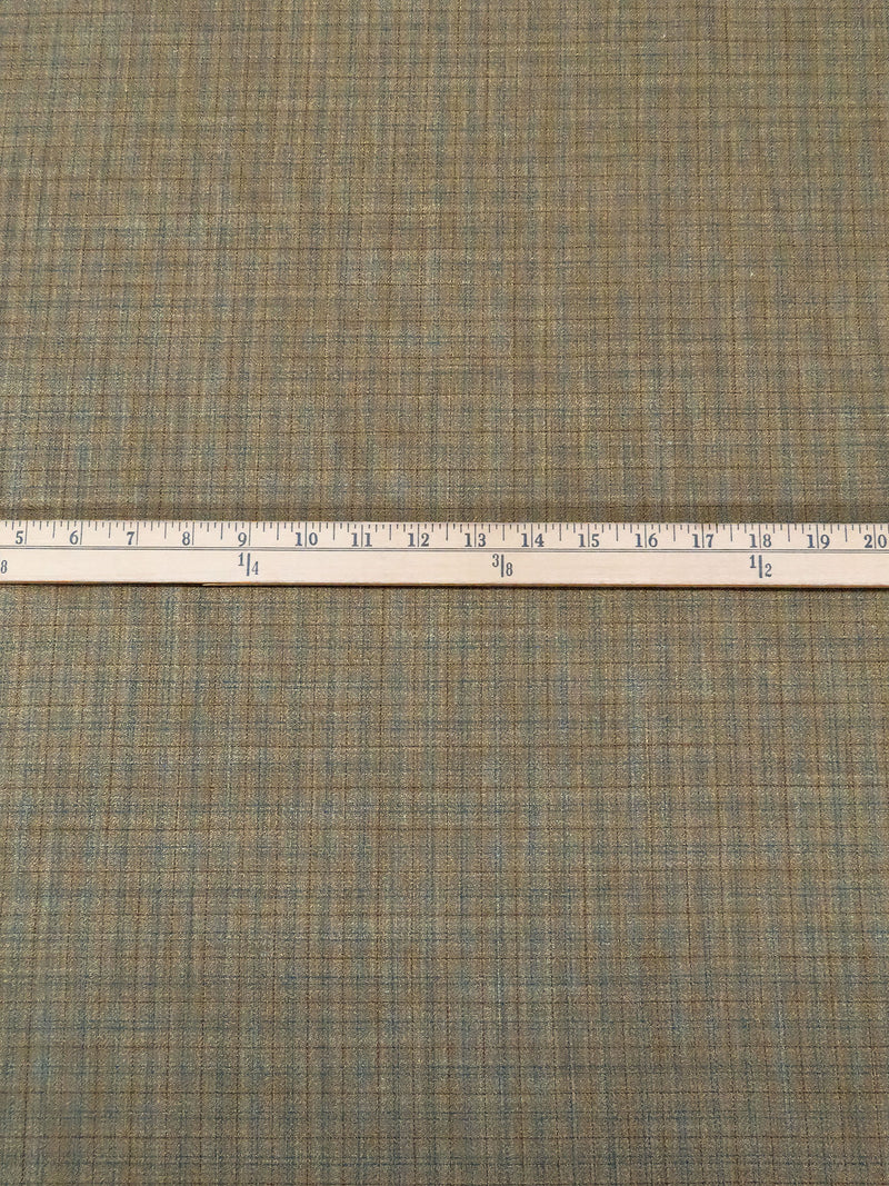 Stone Terrace/Pale Brown/Slate Blue/Multi 100% Worsted Wool Heathered Plaid Weave Suiting 60W