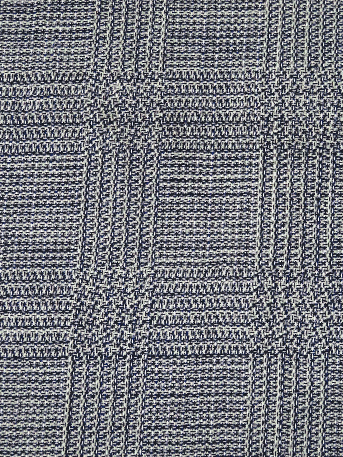 Light Tan/Dark Blue/White/Black 100% Worsted Wool Glen Plaid Weave Tweed Suiting 65W