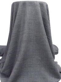 Light Tan/Dark Blue/White/Black 100% Worsted Wool Glen Plaid Weave Tweed Suiting 65W