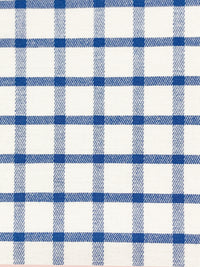 White/Royal Blue Cotton/Polyester Box Plaid Shirting 64W