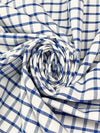 White/Royal Blue Cotton/Polyester Box Plaid Shirting 64W