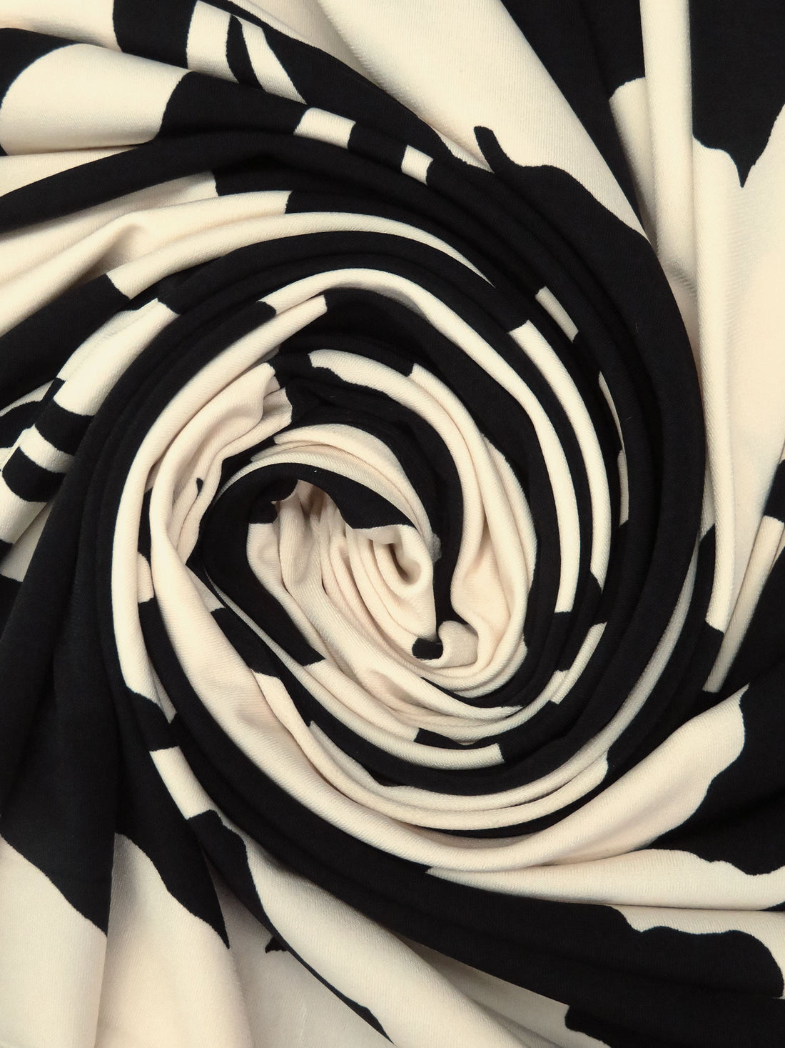 Black/Wheat Polyester/Lycra Large Abstract Floral Print ITY Knit 58W