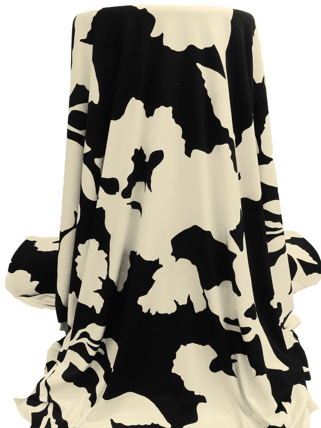 Black/Wheat Polyester/Lycra Large Abstract Floral Print ITY Knit 58W