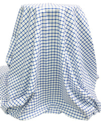 White/Royal Blue Cotton/Polyester Box Plaid Shirting 64W